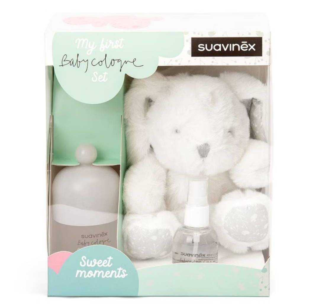 Maletin de regalo para bebés con neceser,portabiberón,manta y oso